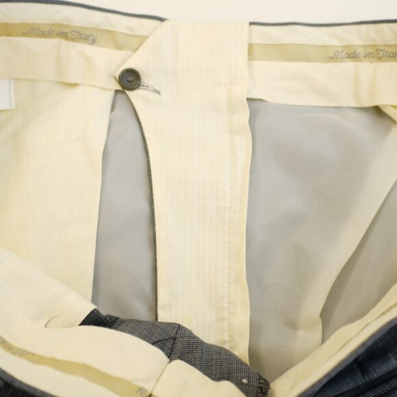 Cesarani Wool Gray Plaid W/ Blue Windowpane 2 Piece Suit 46R 40 / 25.5 Short Leg - Picture 4 of 16